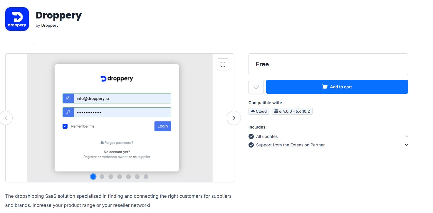 Shopware CMS compatible with Droppery
